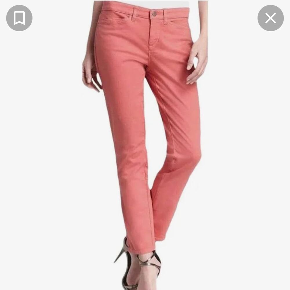 Eileen Fisher Womens Size 8 Coral Pink Organic Cotton Mid-Rise Ankle Jeans